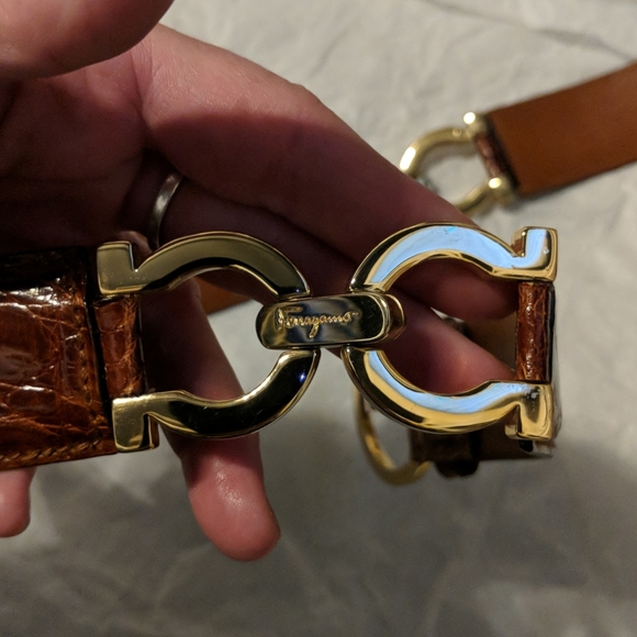Salvatore Ferragamo brown crocodile belt main image 7